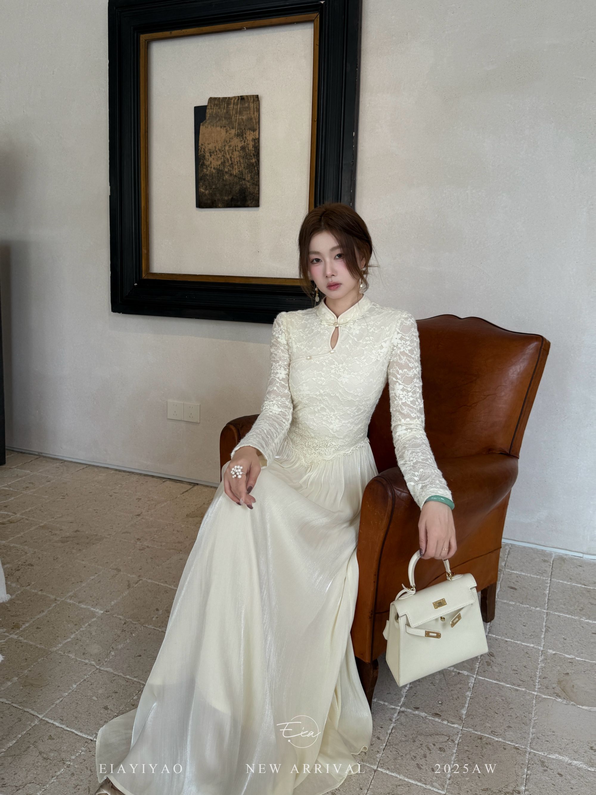 EIA一尧新中式国风【我心望明月】清冷气质矜贵连衣裙显瘦蕾丝长裙