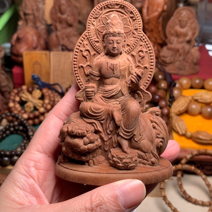 檀香木把件老山檀文殊
