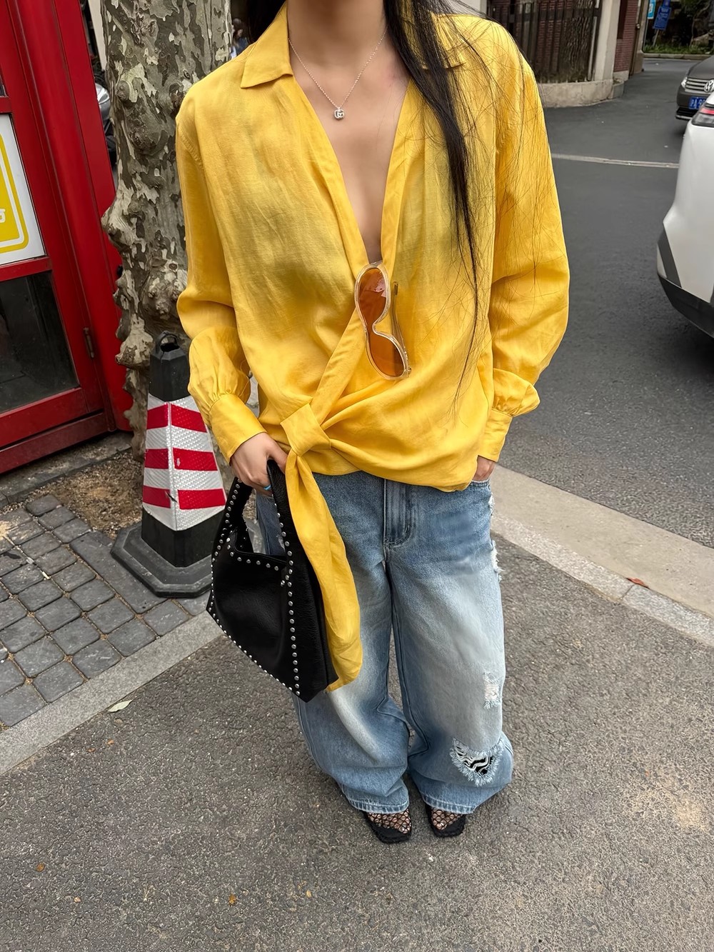 【清】NO退换ONEXH·IN choose u2025绑带设计天丝麻料长袖气质衬衫