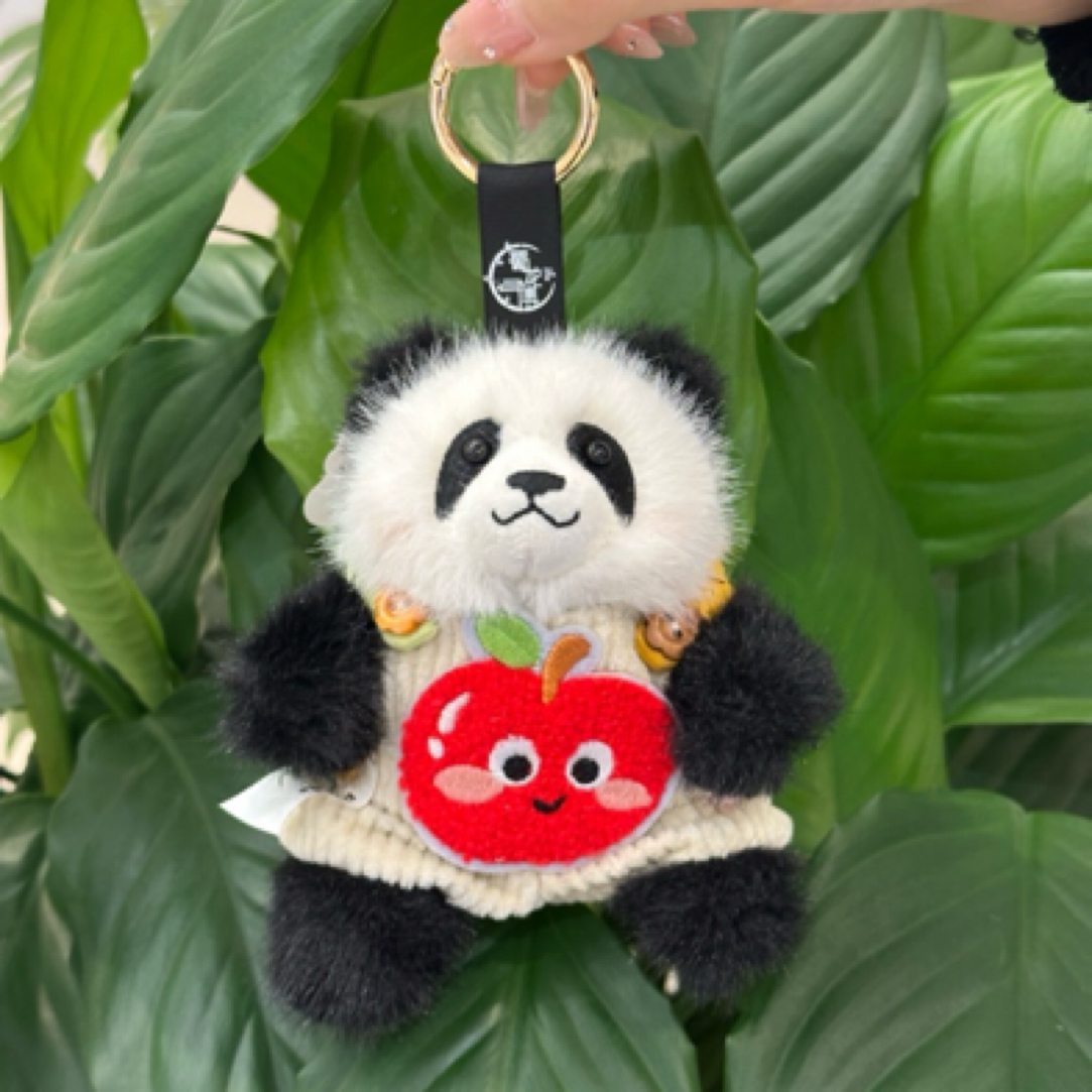 大熊猫水果背带裤手工DIY毛绒玩具挂件玩偶公仔