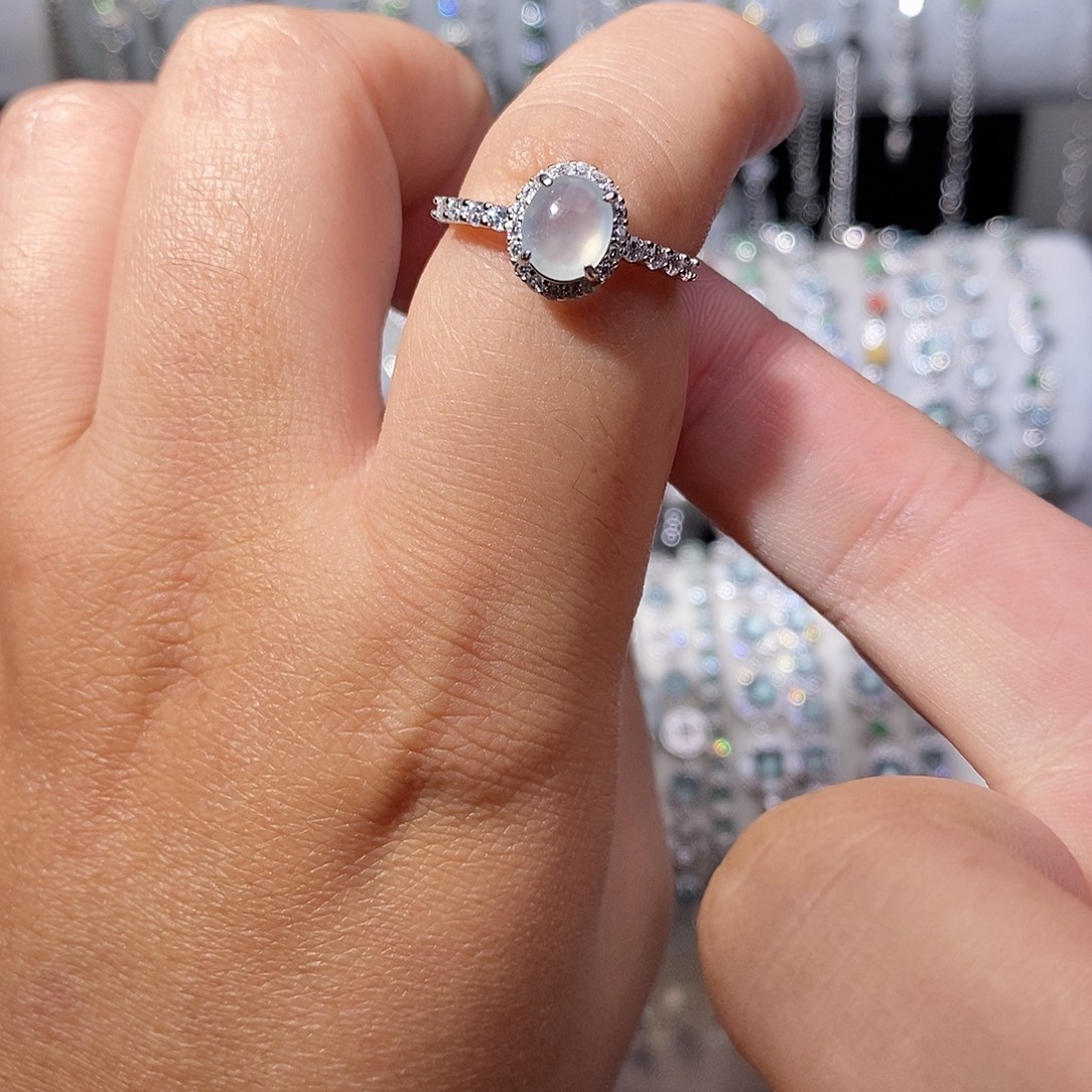 筱***～翡翠银S925镶嵌戒指