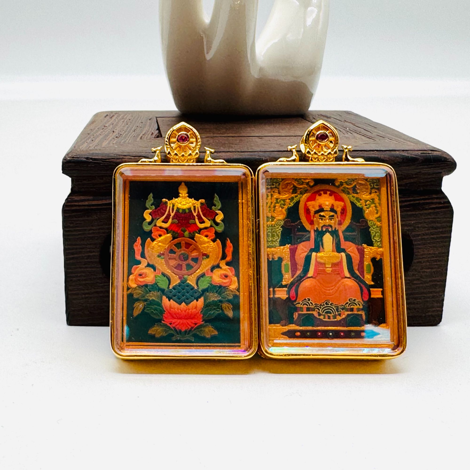 铜玻璃吊坠 吉祥八宝五爷朱砂水晶款 五台山开G直发