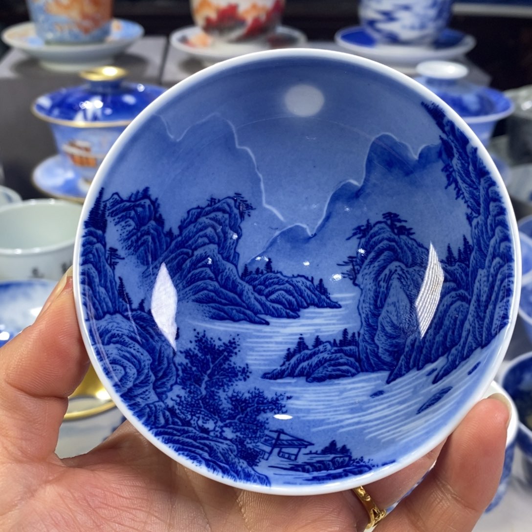 青花山水主人杯杯