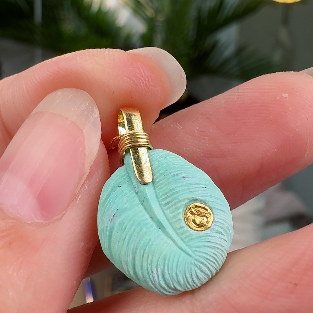 绿松石珠宝奇石18K金镶嵌