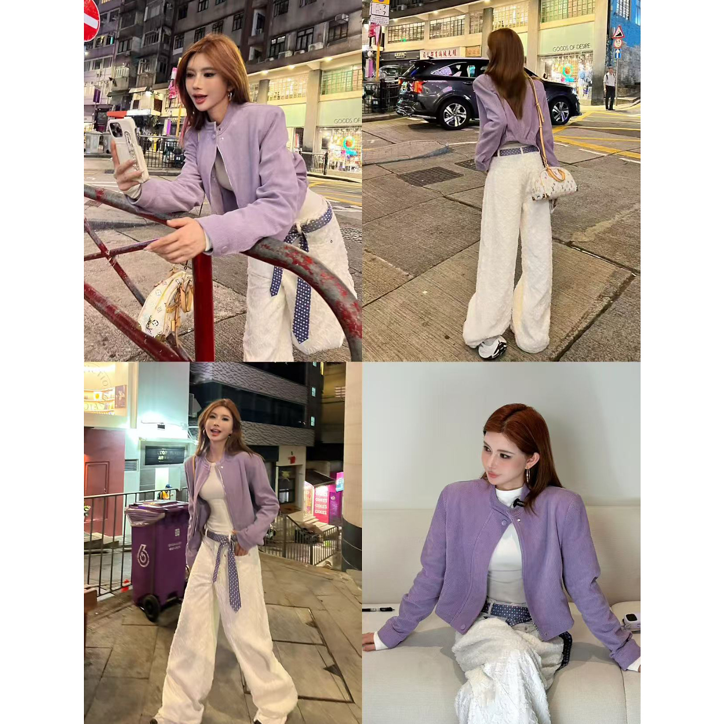 婉君Y 绝绝紫纯色长袖短外套秋季多巴胺百搭小众上衣LWJ25C3C2846