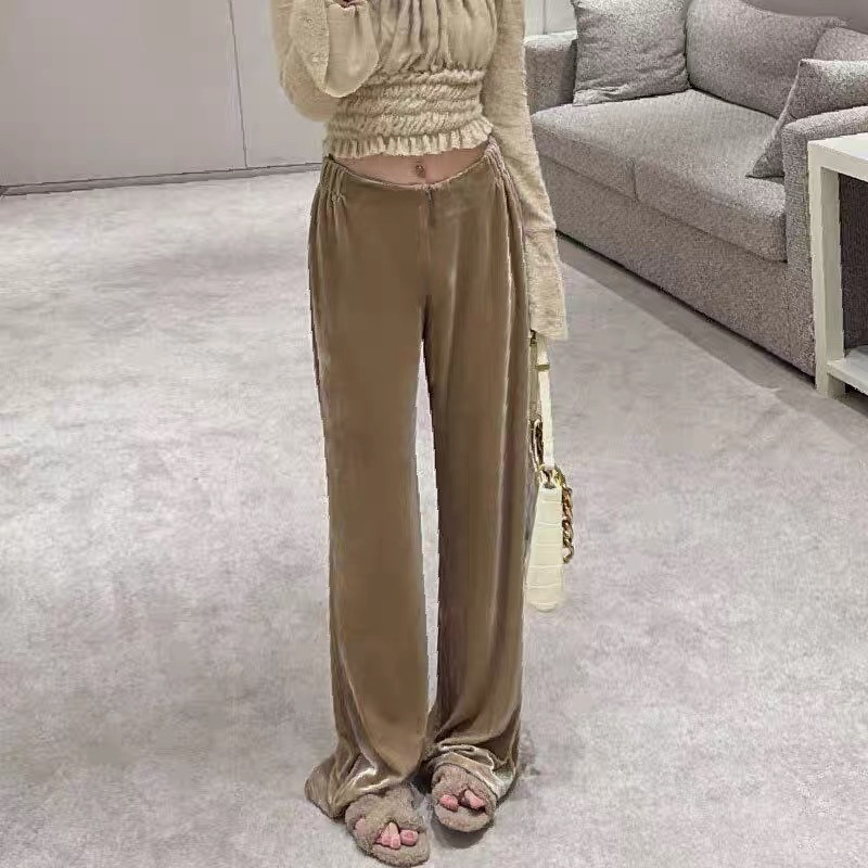 秋冬显瘦百搭松紧腰辣妹精品丝绒休闲裤