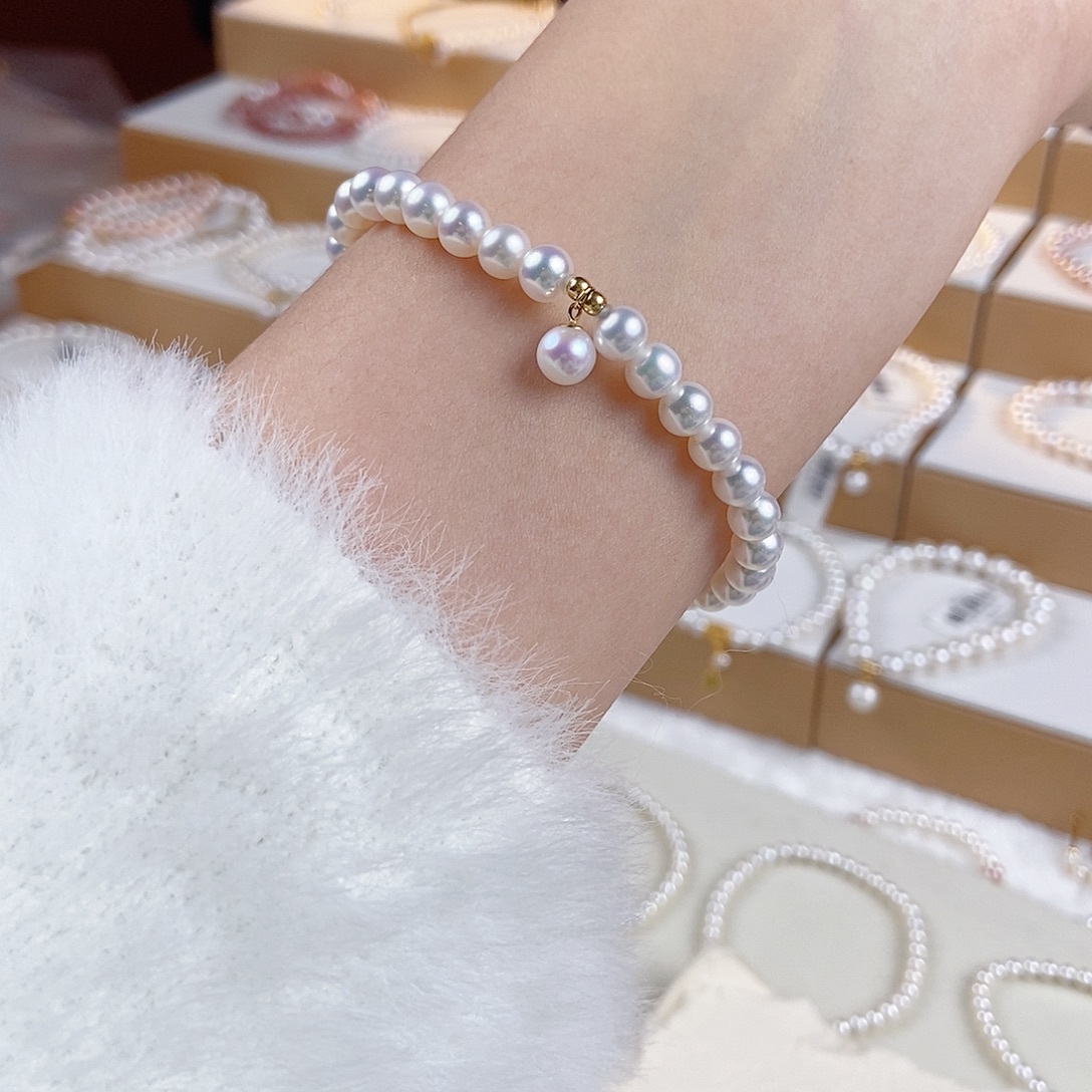 淡水珍珠18K金镶嵌手绳