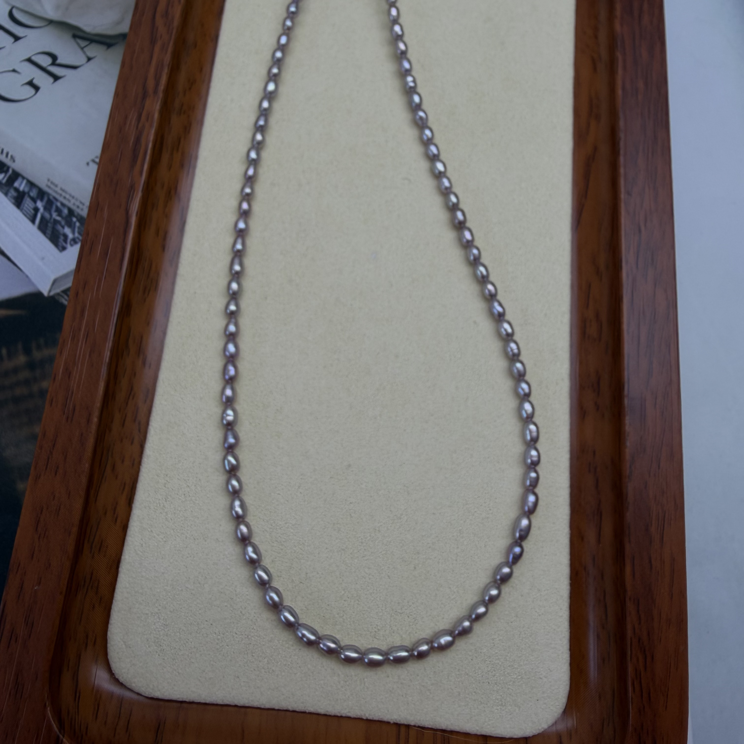 淡水珍珠项链 无核金属光 小米珠 2.7mm 长度42+3cm