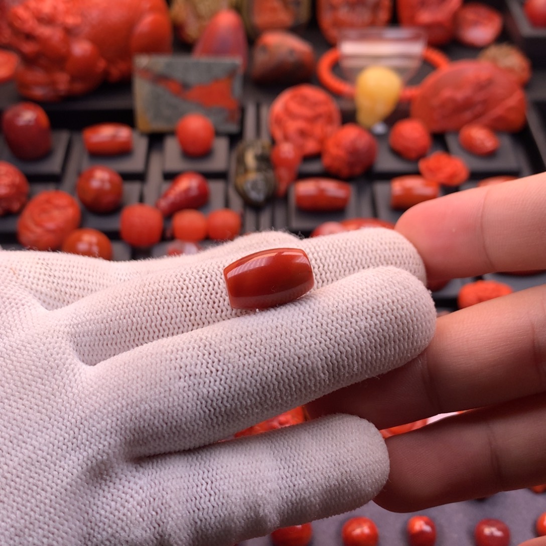 南红玛瑙未镶嵌川料原矿火焰纹桶珠11.1✖️16.6mm