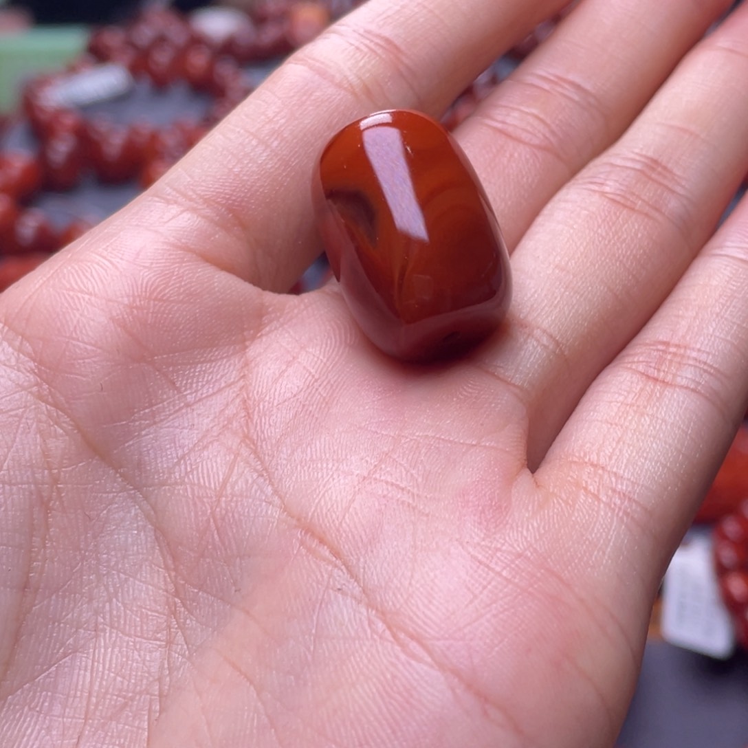 南红玛瑙其它未镶嵌y精品瓦西柿子红精工桶珠