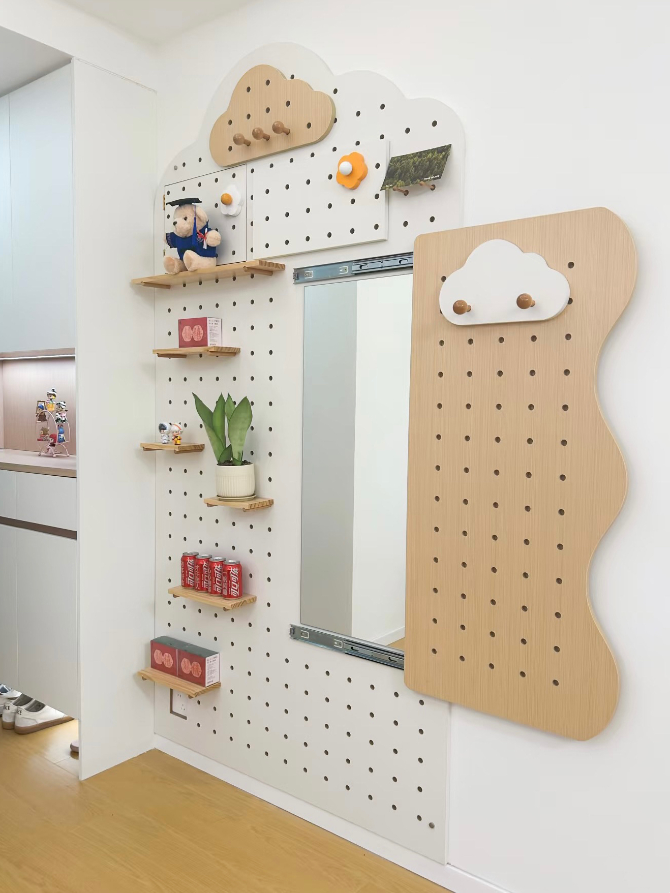 简约田园风原木打孔简约风墙面置物架配件壁挂收纳架洞洞板