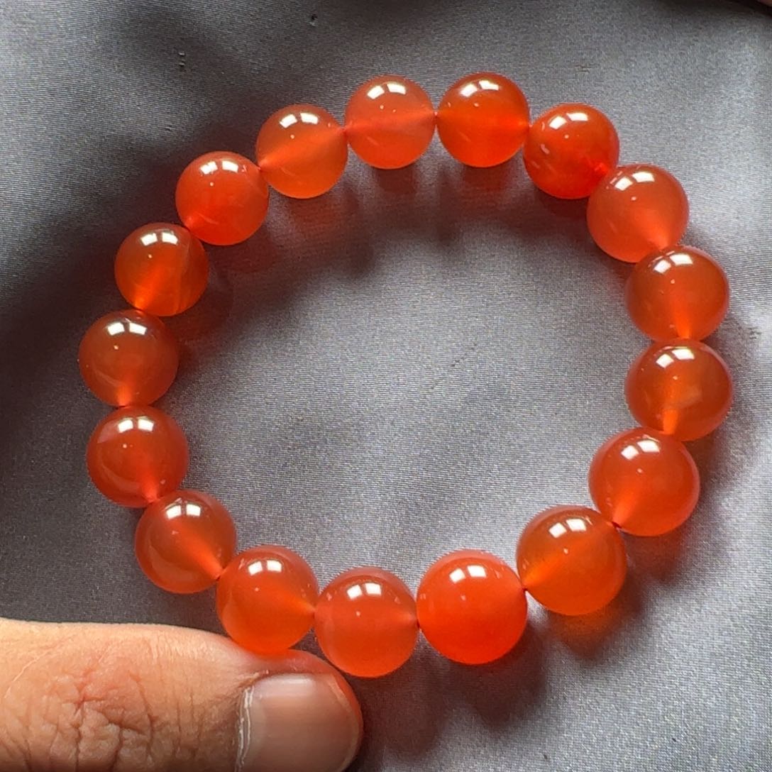 南红玛瑙未镶嵌冰红手串12+