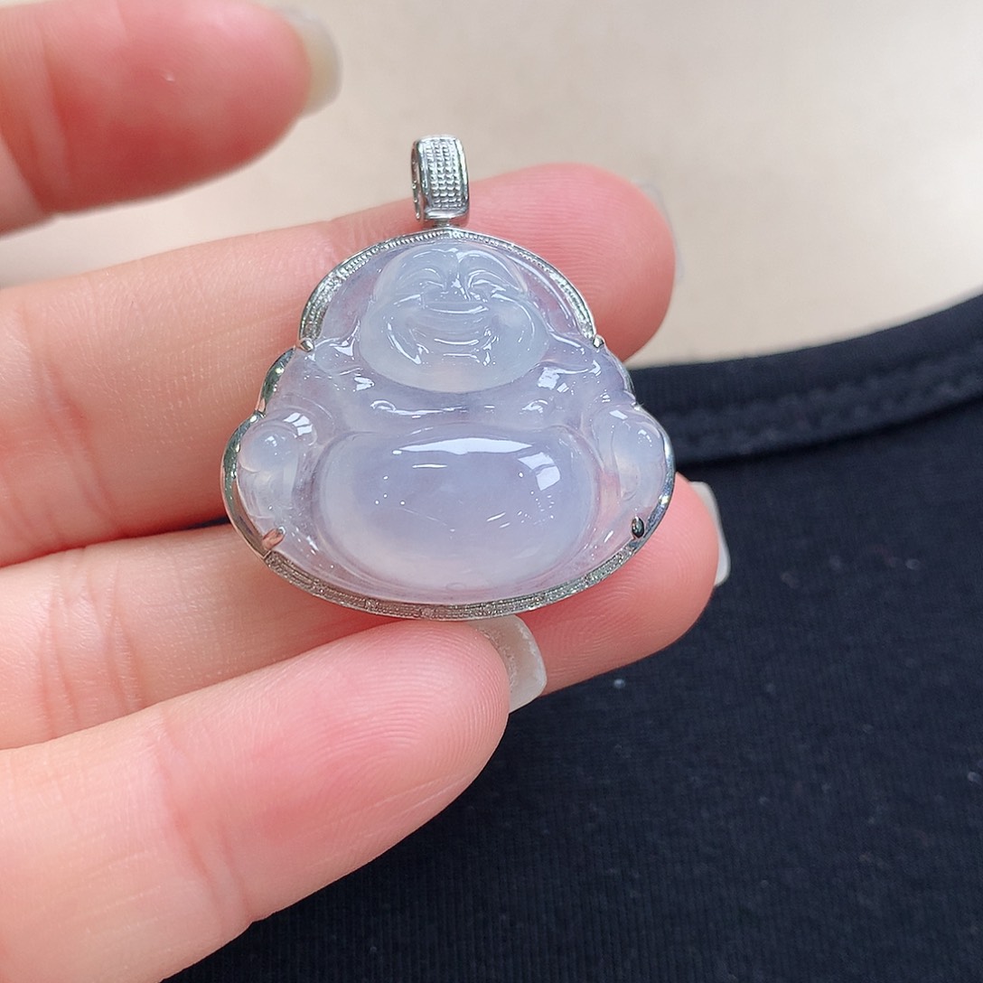 翡翠颈饰18K金镶嵌佛公