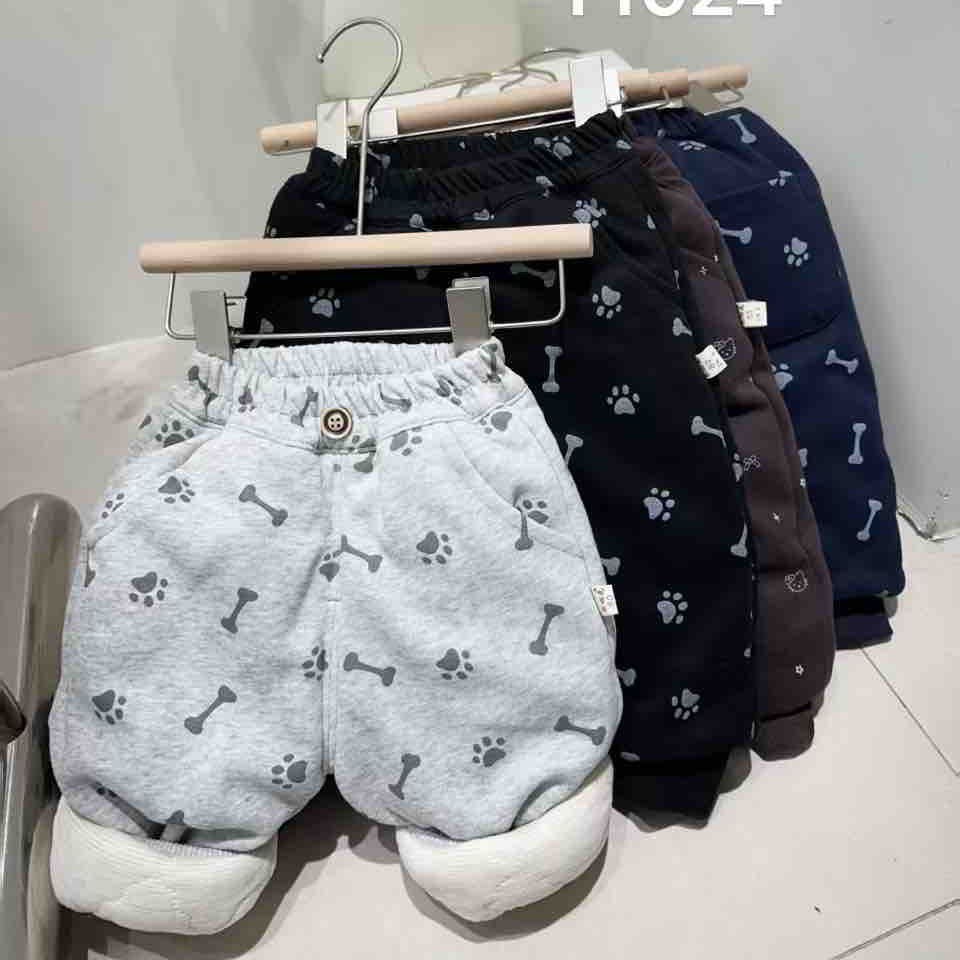 【芭】男女童冬季蚕丝加厚夹棉外穿卡通束脚保暖棉裤