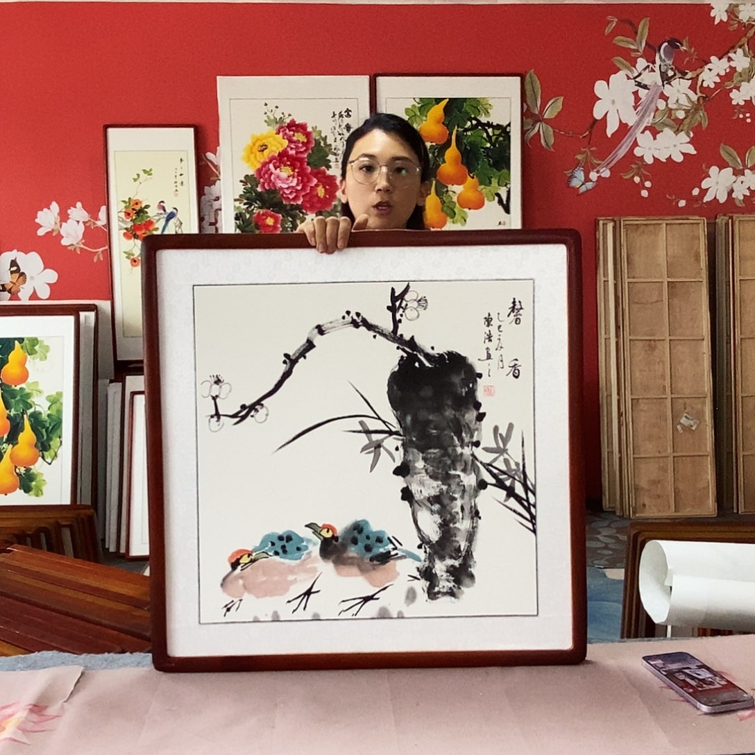 国画手写手绘带框包邮62✖️62国画作品