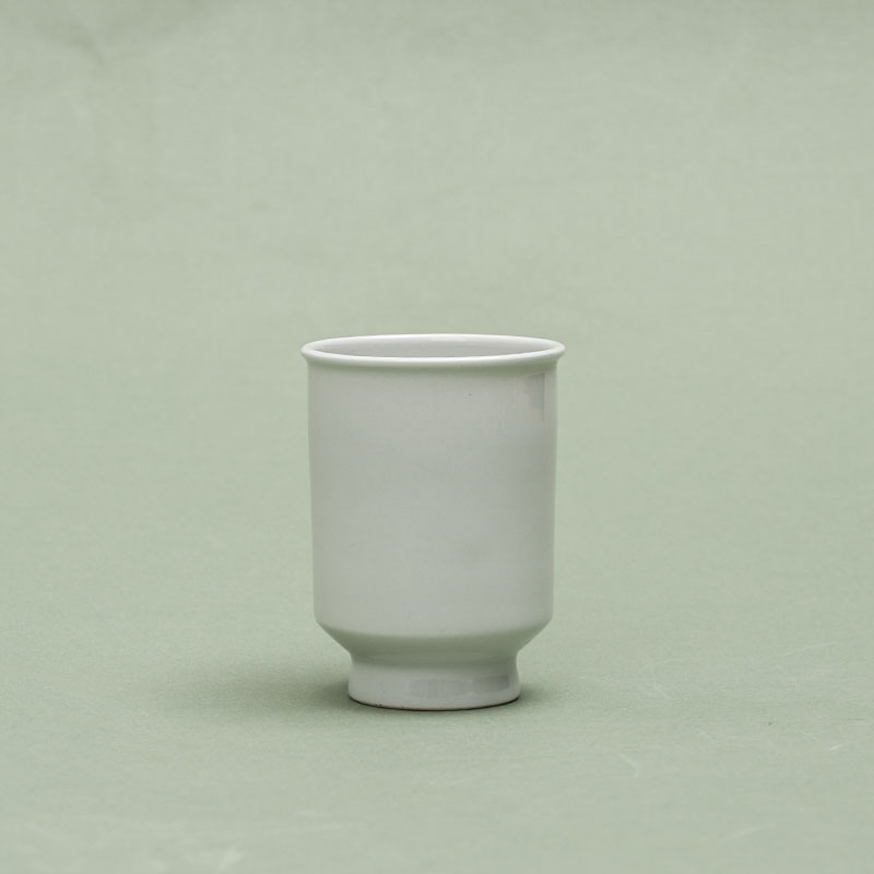 何白青白瓷马蹄客杯家用主人杯茶杯功夫茶具陶瓷手工个人杯礼盒装