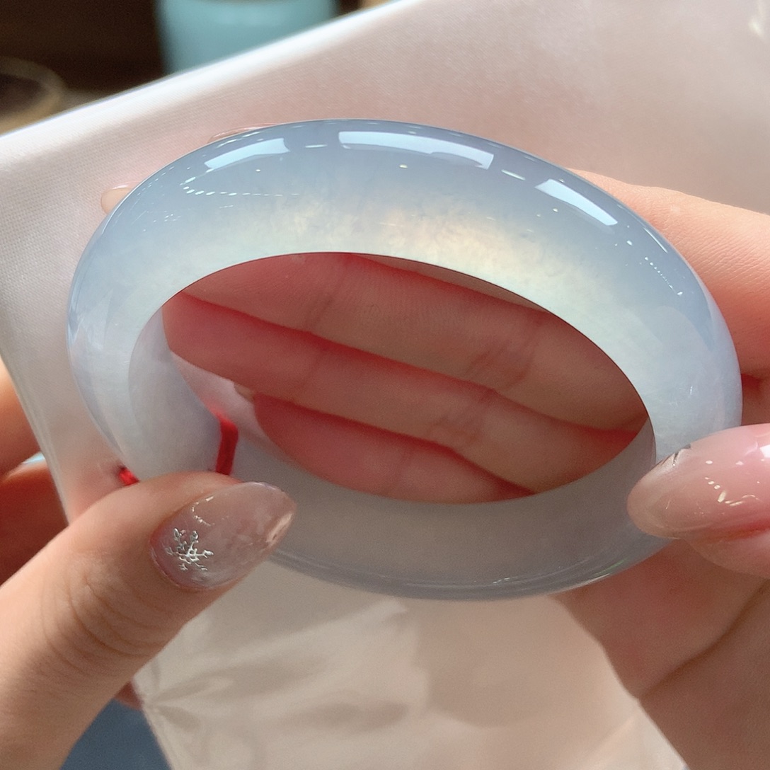 带***瑰翡翠未镶嵌手镯白冰炸光分单1