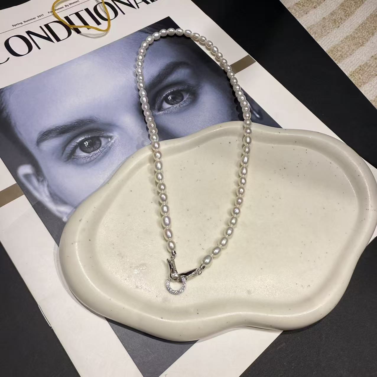 【C020】4-5mm淡水珍珠露丝白色项链