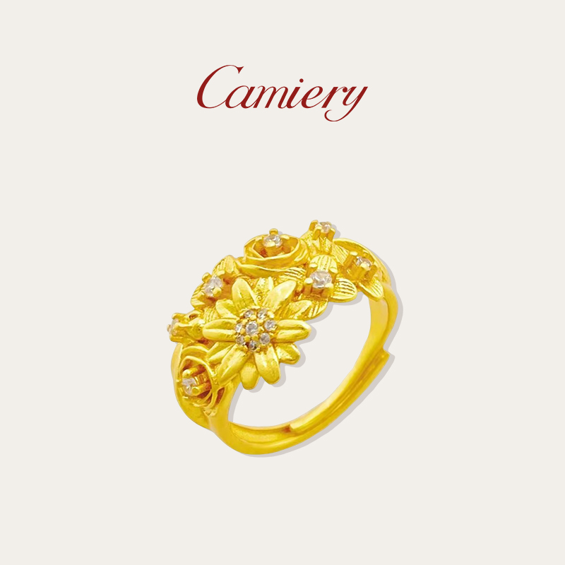 CAMIERY/卡美瑞 新中式繁花锦簇开口戒指JY