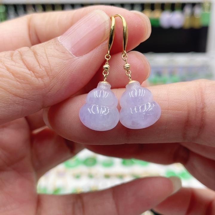 翡翠18K金镶嵌耳饰