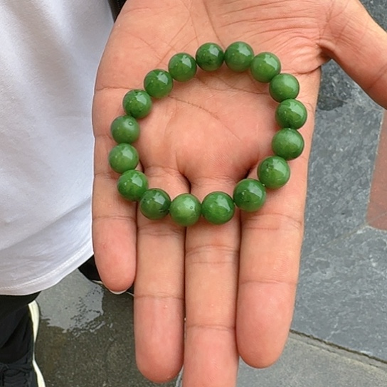 未镶嵌手串和田玉卡12粉绿