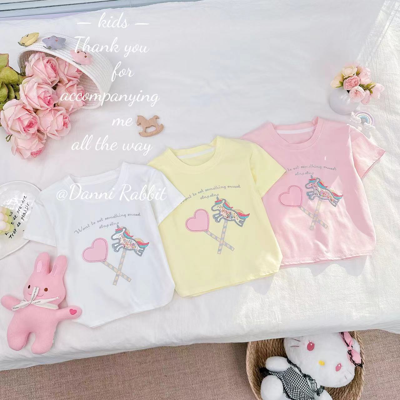 夏款*爱心气球+卡通独角兽*女童T恤 D-A246