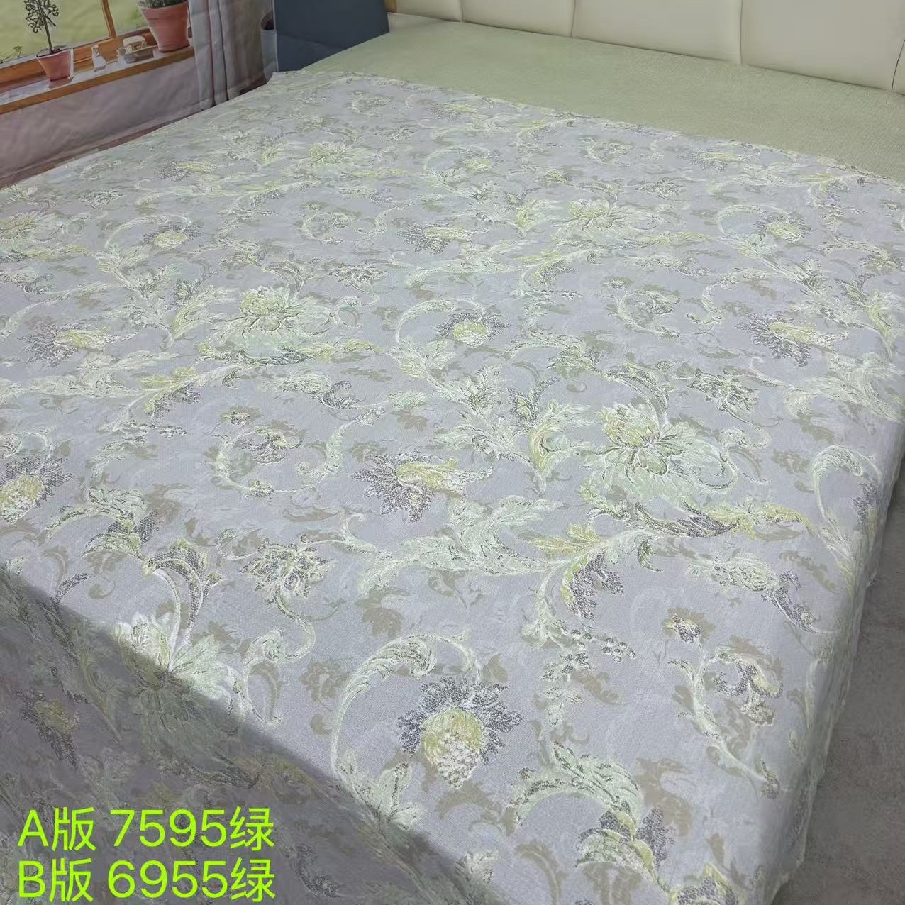 纽扣款休闲原木风皱皱纱四件套（绽放-绿）床品套件四季通用印花