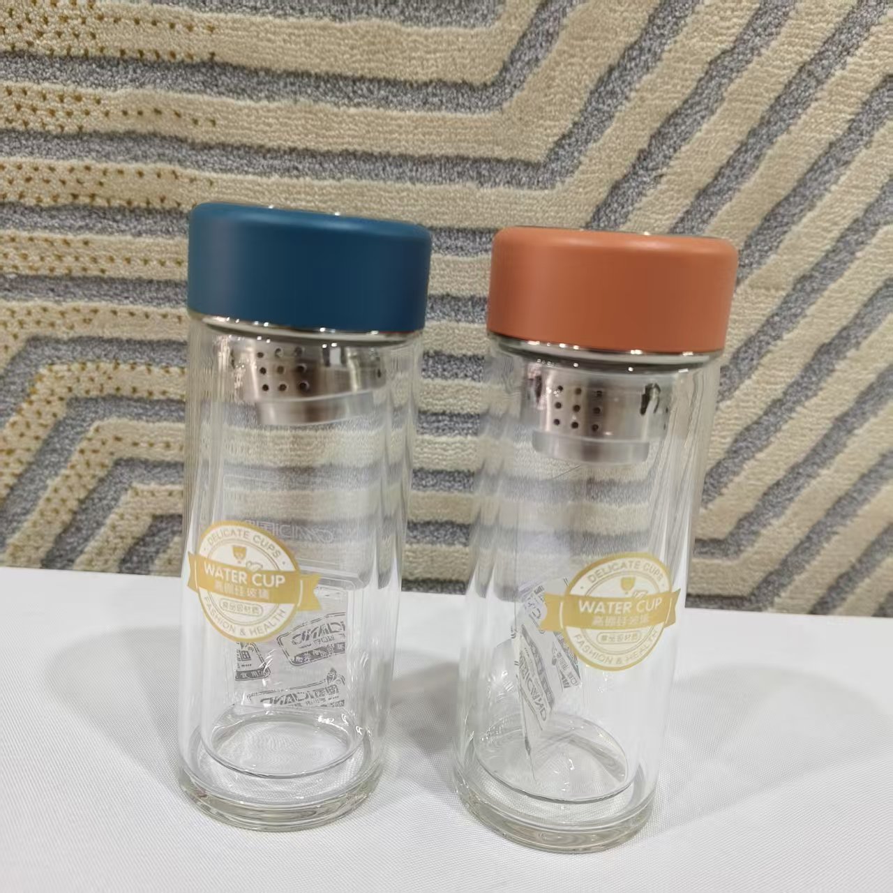简约可爱双层透明便携式泡茶玻璃杯网红爆款水杯(949793)