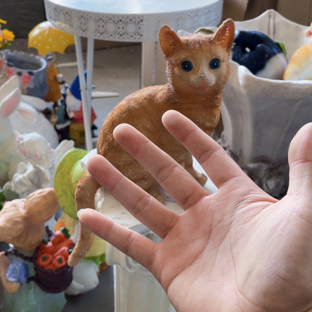 【闪购商品】树脂仿真橘色猫咪摆件