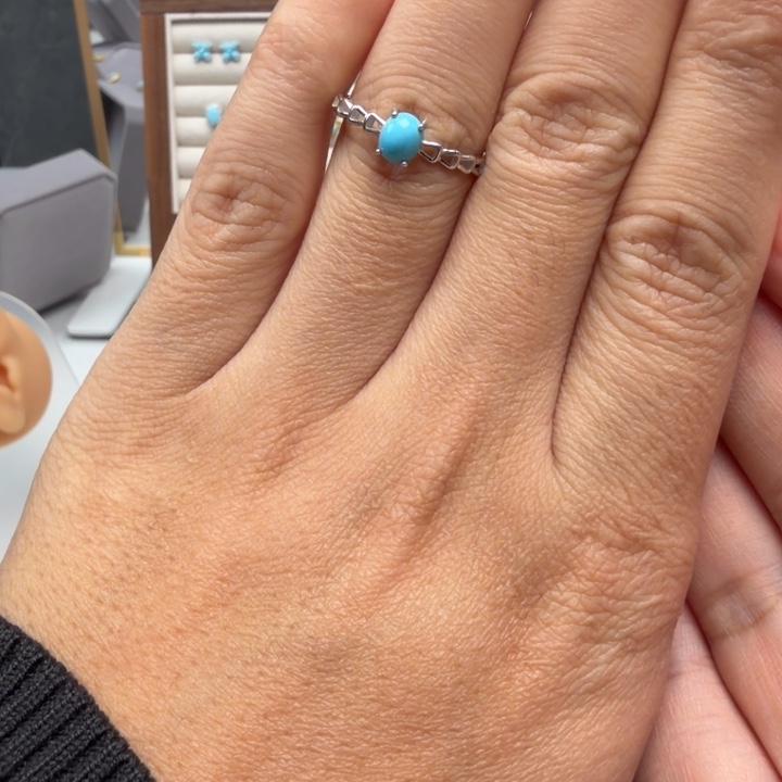 绿松石银S925镶嵌戒指