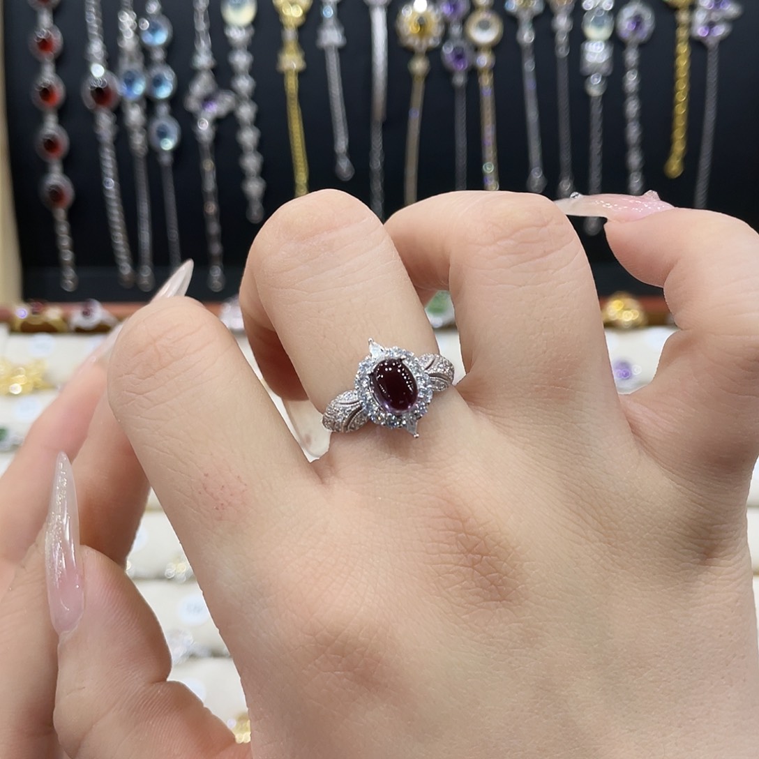 紫晶戒指女银S925镶嵌