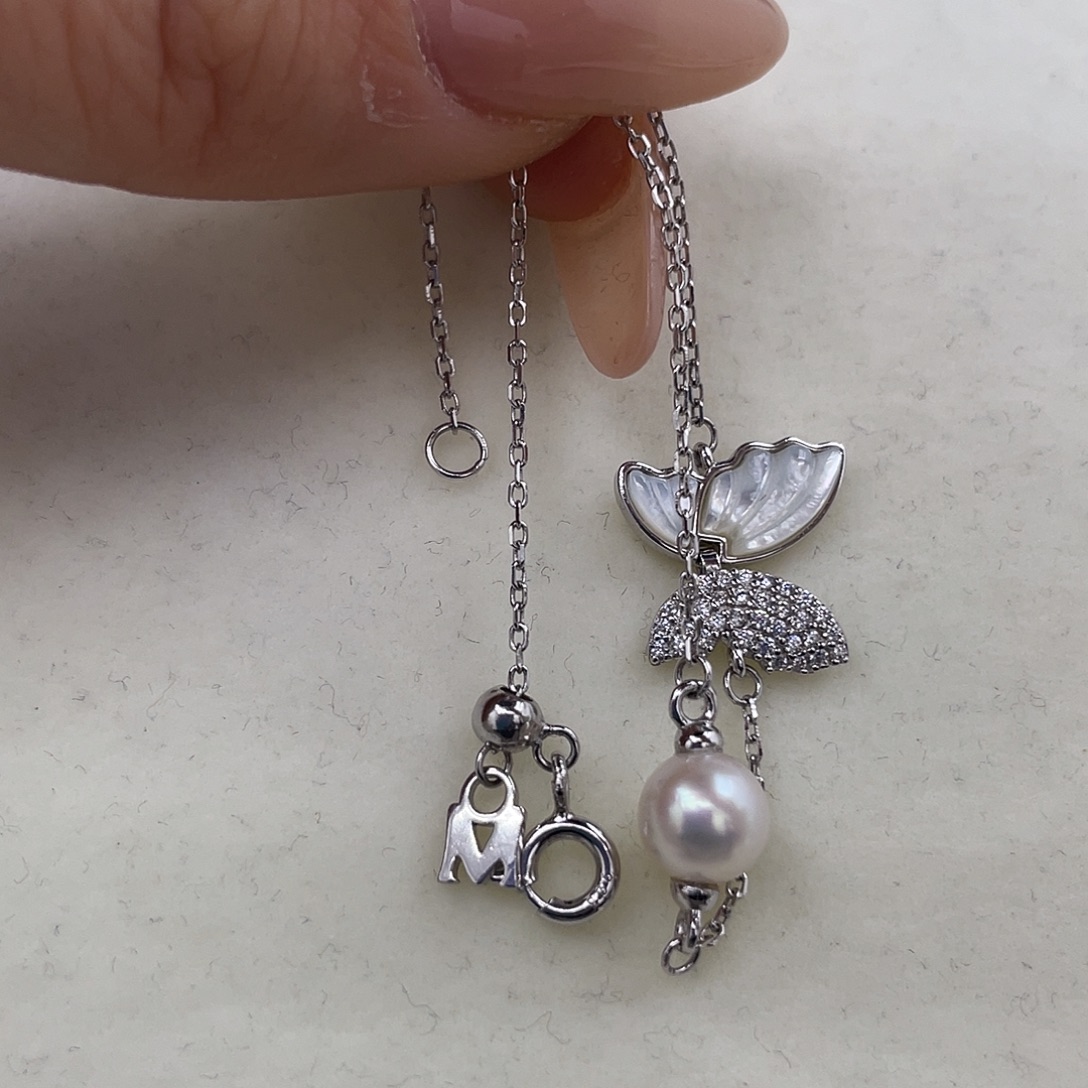 手绳银S925镶嵌海水珍珠