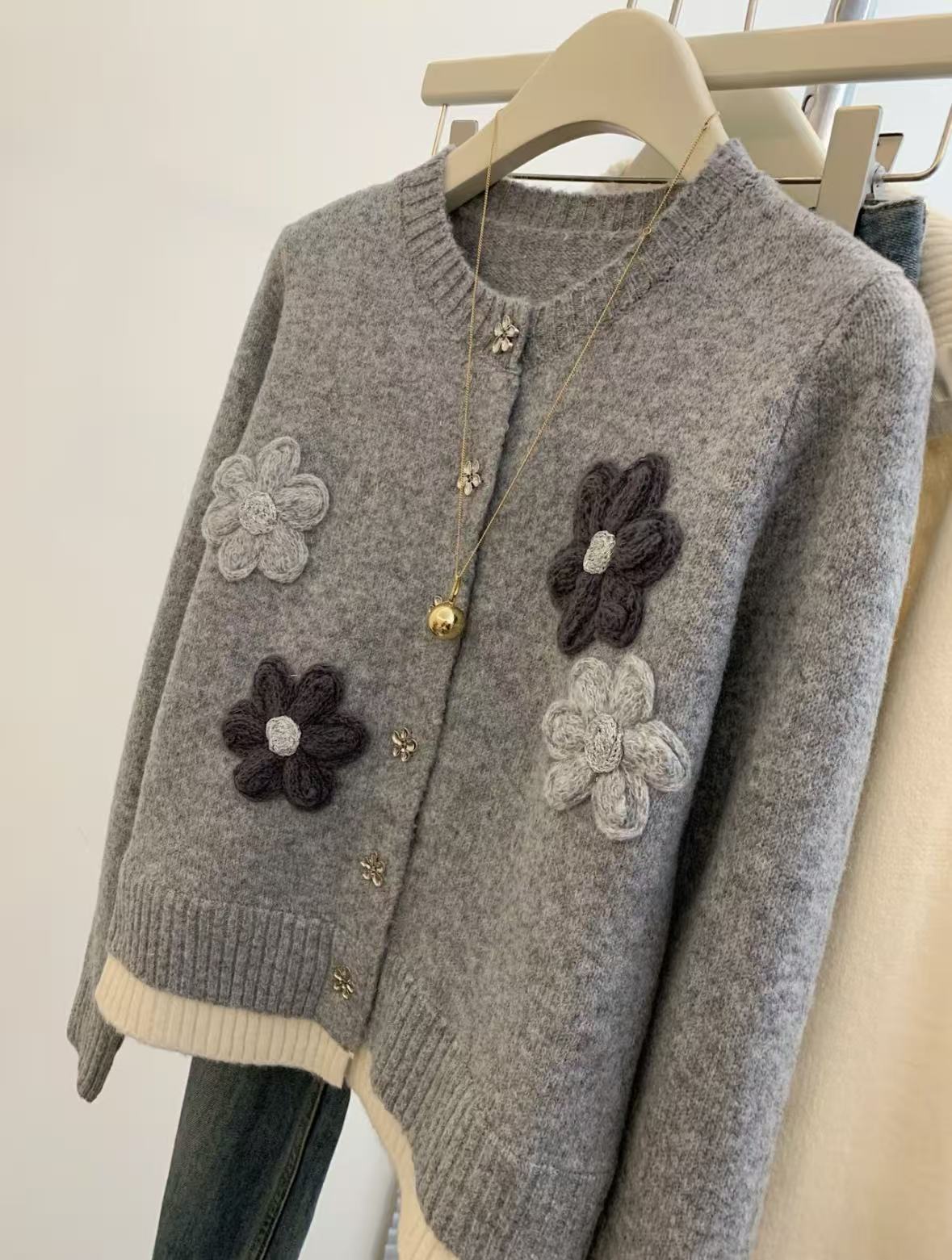 701-750超级好看的针织毛衣开衫慵懒风秋冬款外套上衣