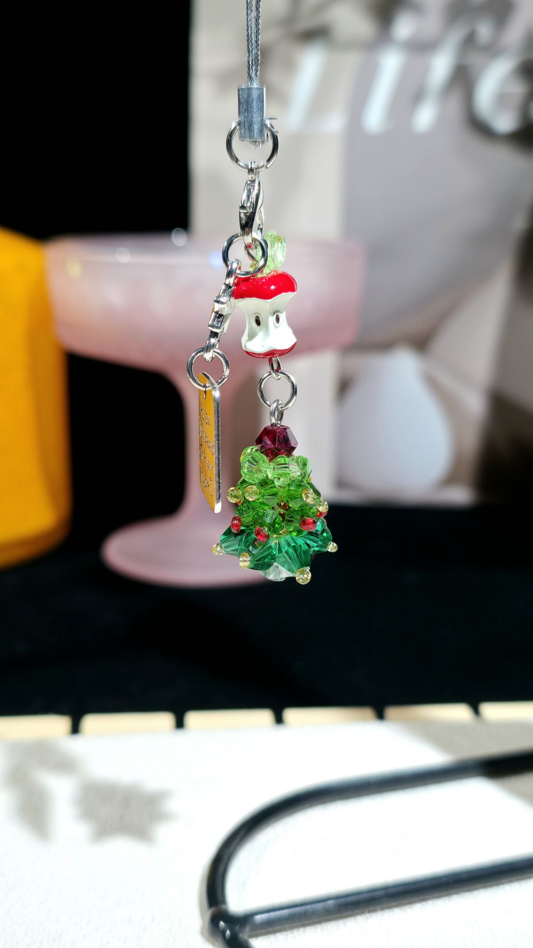 【圣诞树平安果】圣诞节红色苹果圣诞树手机挂链挂件星星吊坠