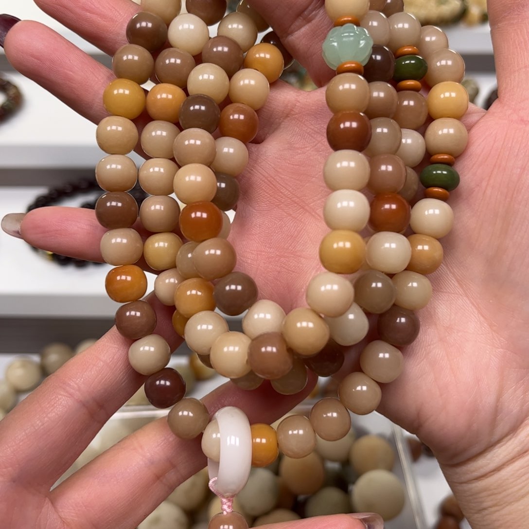 白玉菩提手串爱**条稀有色长串一条