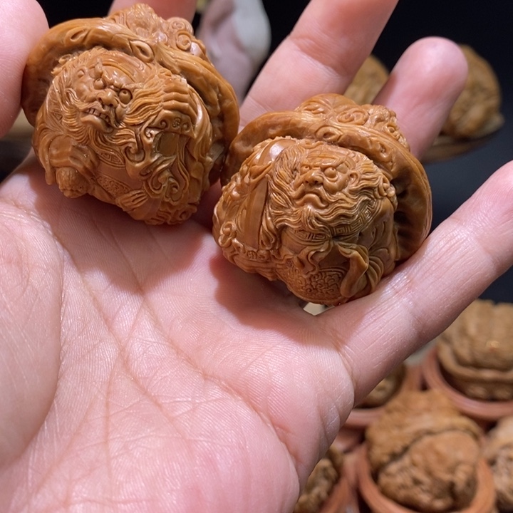 核桃把件谭****2纯手工雕刻文玩核桃