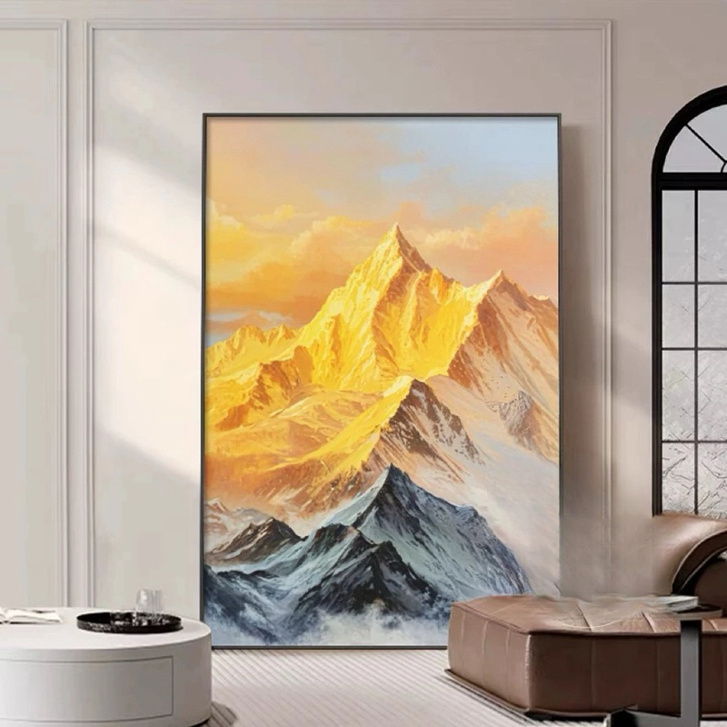 轻奢日照金山玄关走廊过道尽头装饰画现代简约挂画金山80120