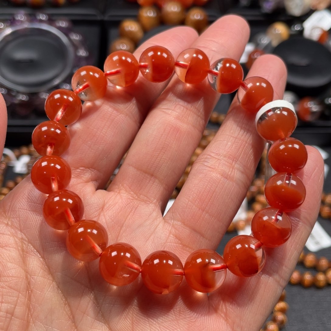 水晶手链未镶嵌红兔毛聚宝盆10.5mm左右