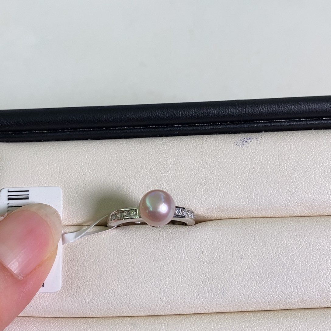 淡水珍珠戒指银S925镶嵌香***崽8mm