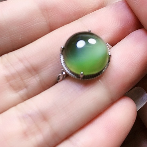 和田玉戒指银S925镶嵌