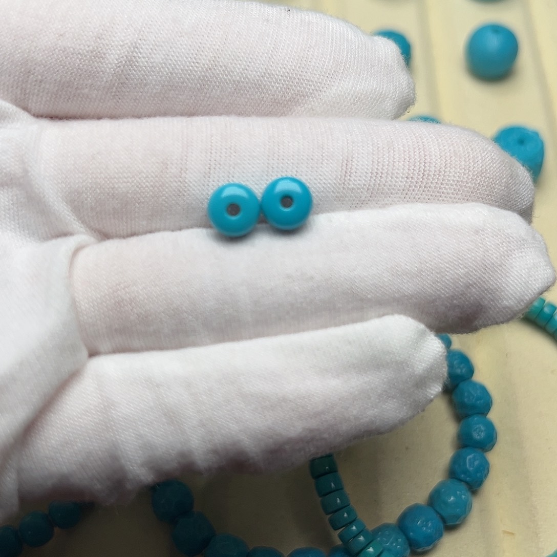 绿松石未镶嵌天然原矿绿松石无镶嵌隔珠6.7