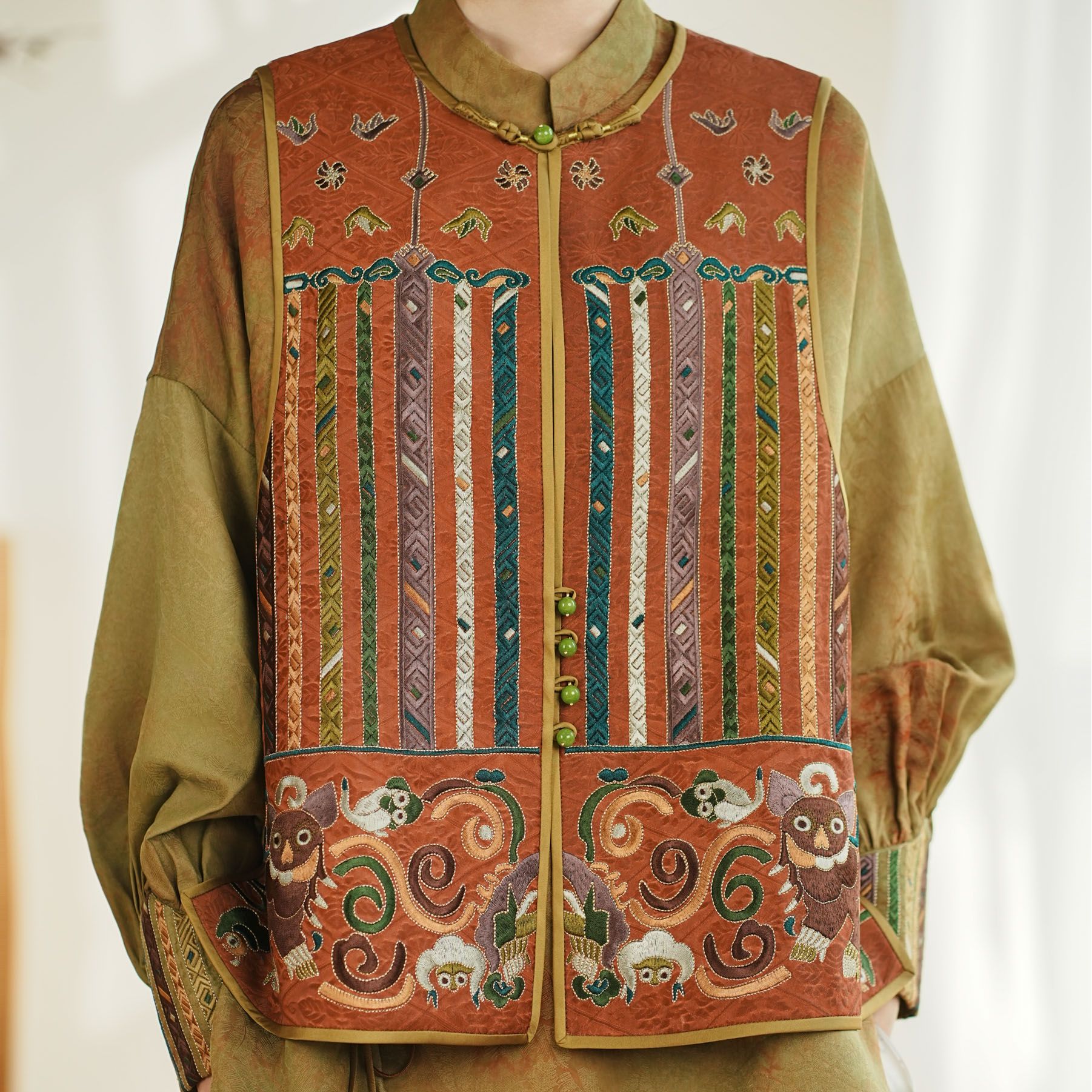 SUYUZHI「瑞彩呈祥」桑蚕丝宋锦马甲2025春夏新中式女装坎肩背心