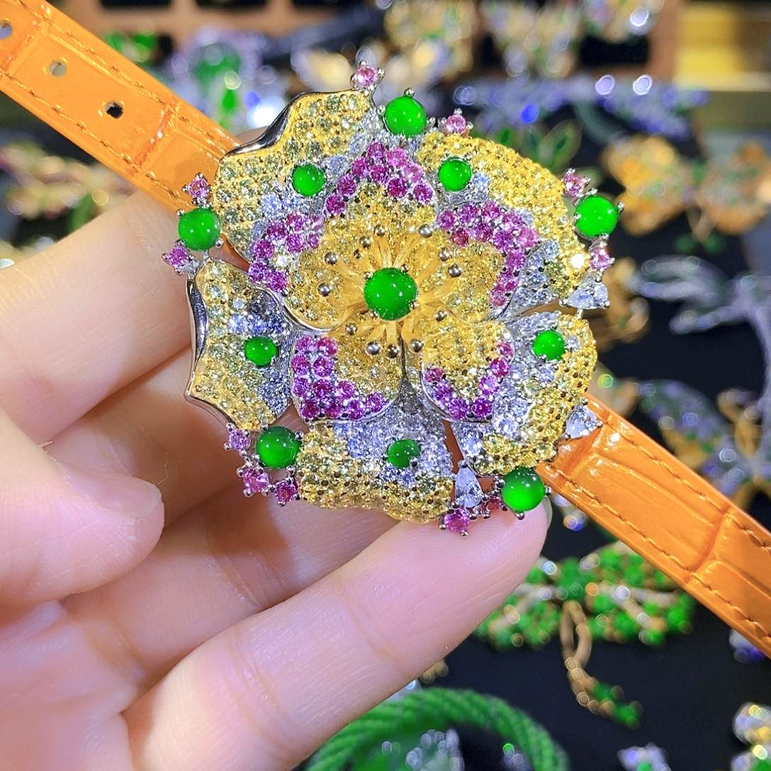 吊坠(不含链)银S925镶嵌翡翠