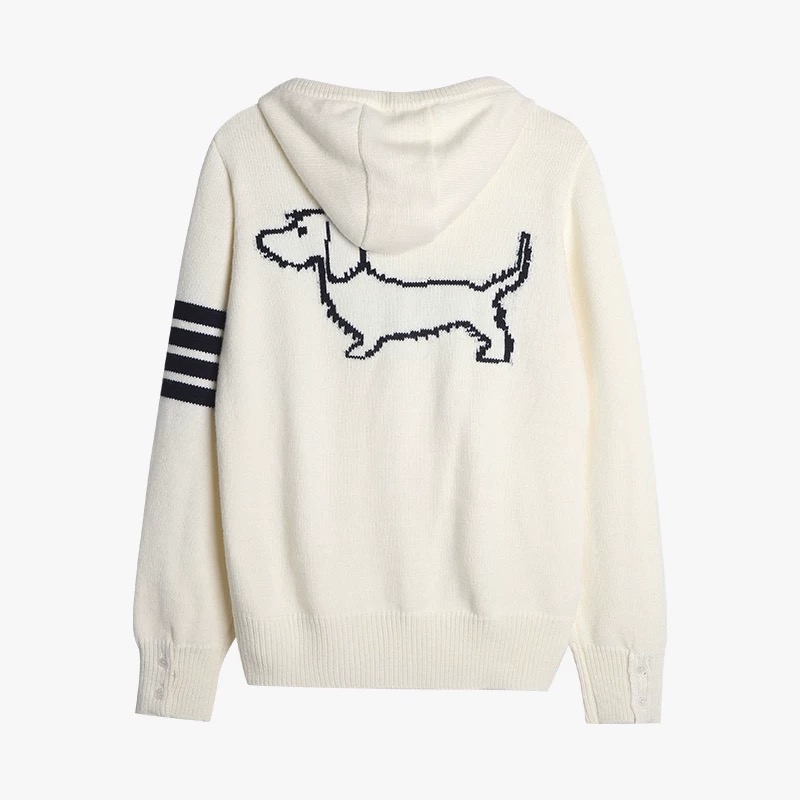 【官方旗舰】THOM汤姆布朗绵羊毛后背小狗帽衫经典四杠针织开衫男女