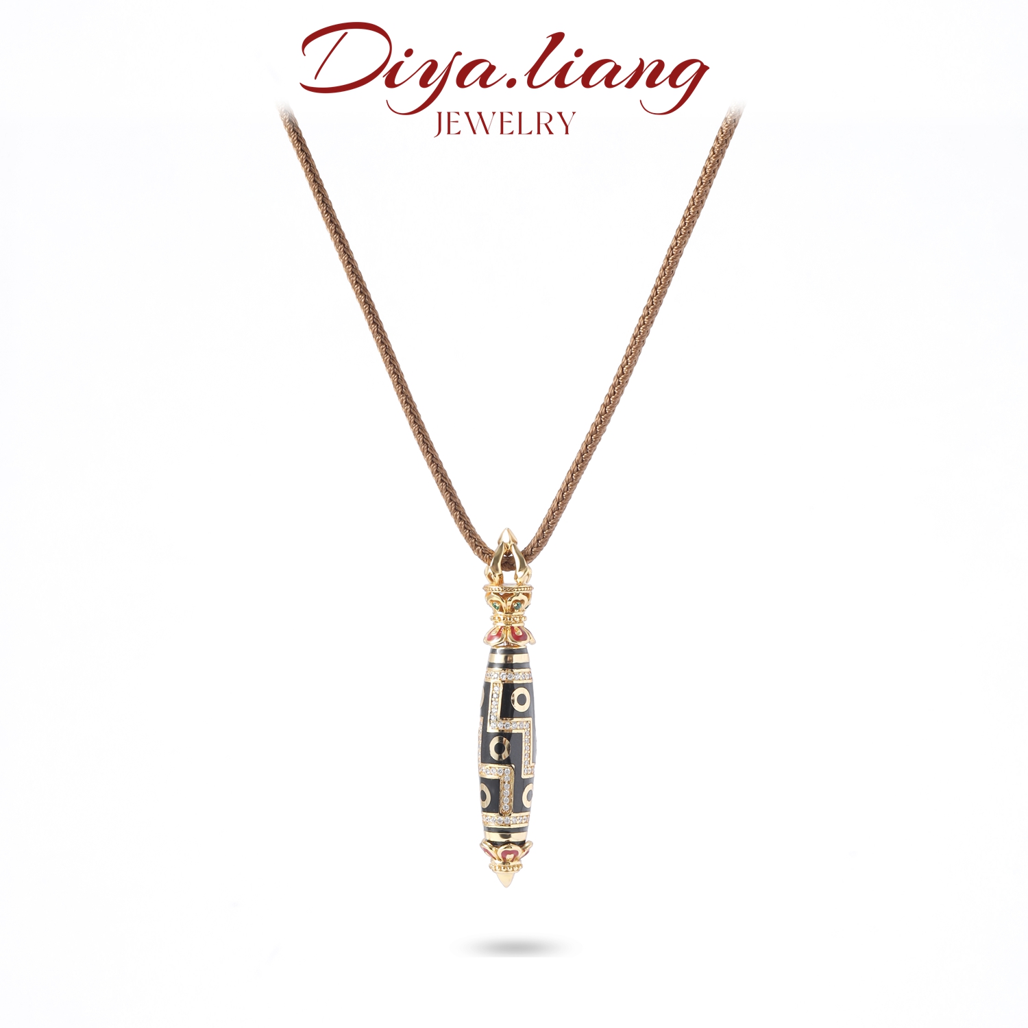 坠链均925银 梁雅帝新品【布达拉宫】九眼至尊天珠新中式纯银项链