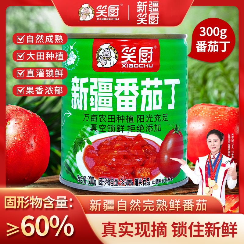 【2025年新疆番茄块】新疆笑厨番茄块番茄丁罐头罐装300克整箱装 XN