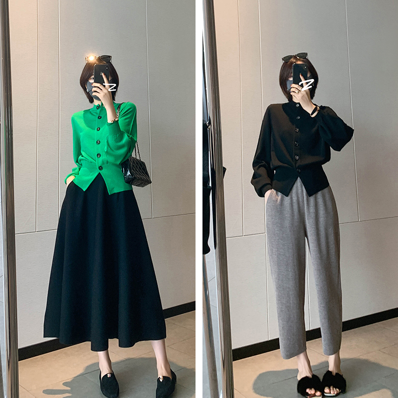 MYL YANG毛针织开衫2022秋冬新品长袖圆领单排扣纯色休闲上衣