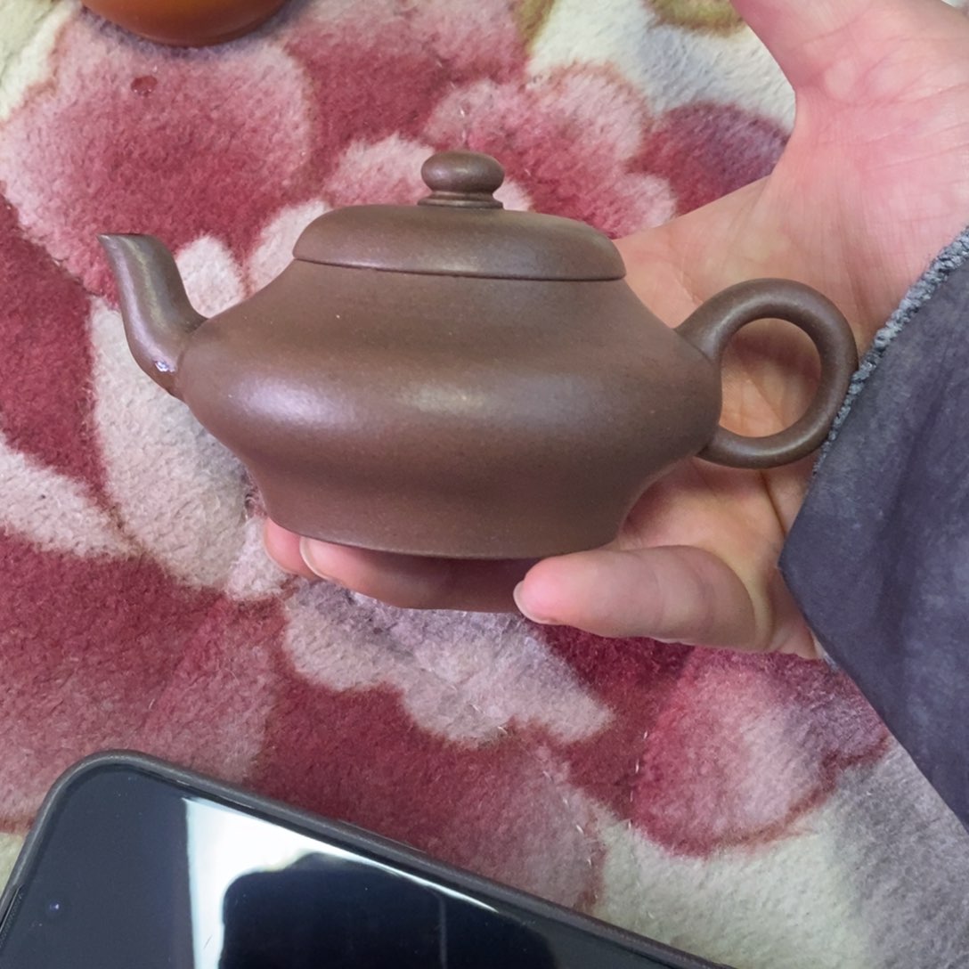 紫砂茶壶杨*紫泥130毫升扁灯全手工
