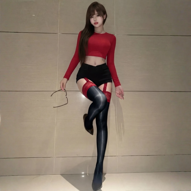 防勾丝马油袜蕾丝吊带丝袜子女款长筒袜过膝袜jk黑丝打底袜大码