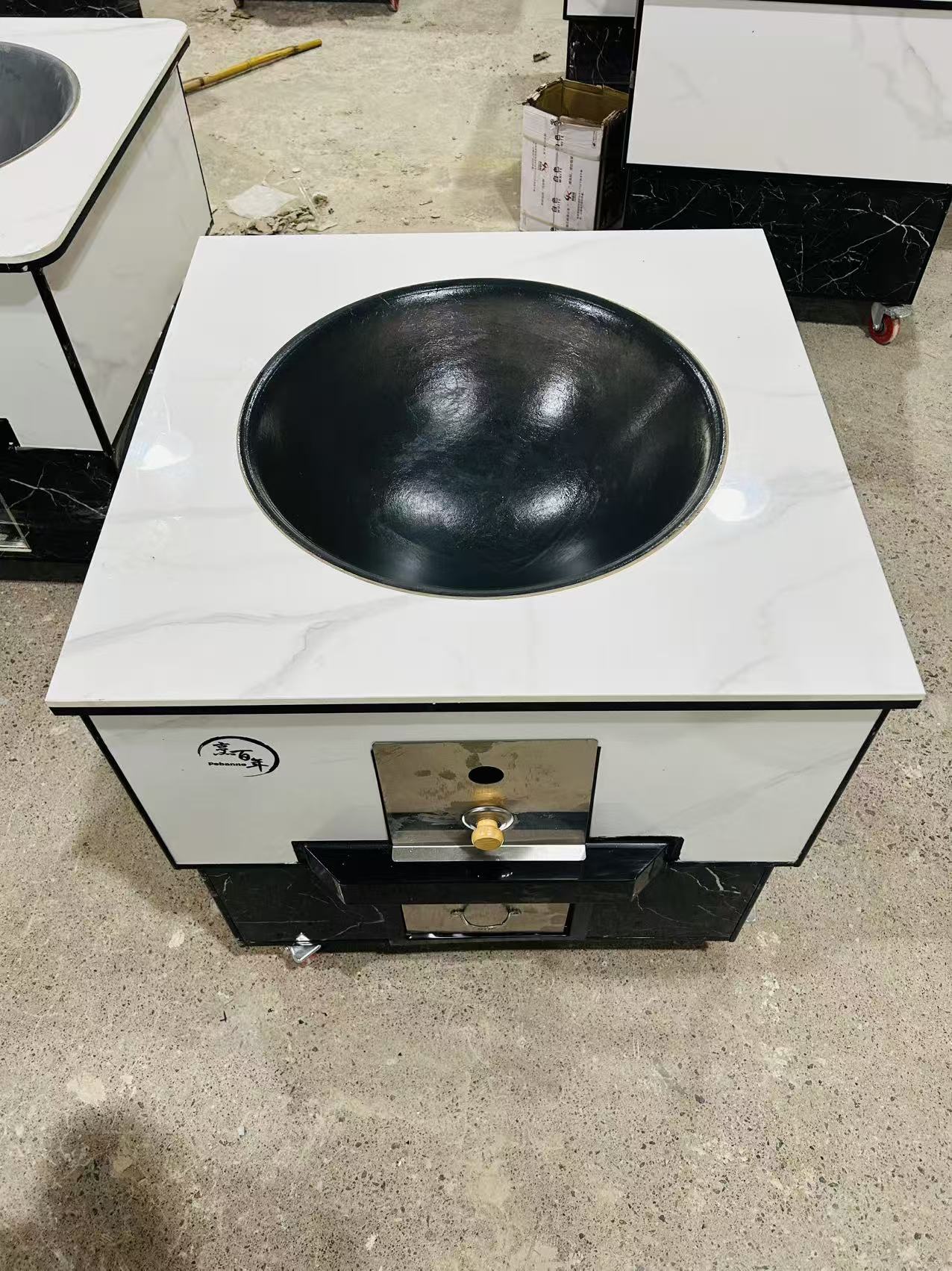 大理石大灶台柴火灶不锈钢烟管